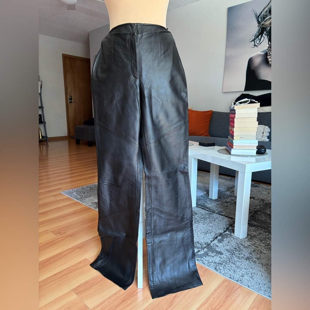 Wilsons Leather Men's Black Leather Straight-Leg Pants